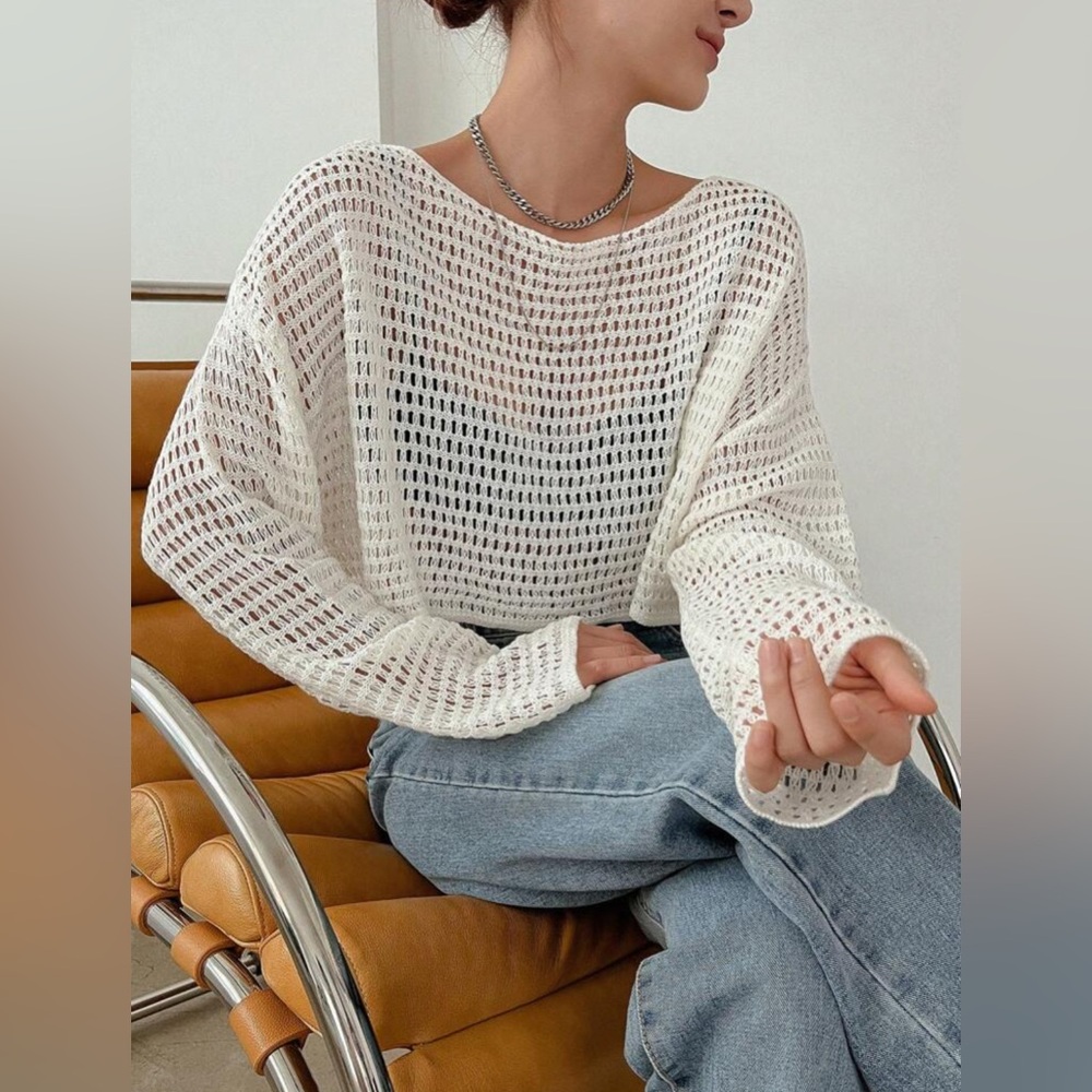 Shein White Crotchet Top NWOT